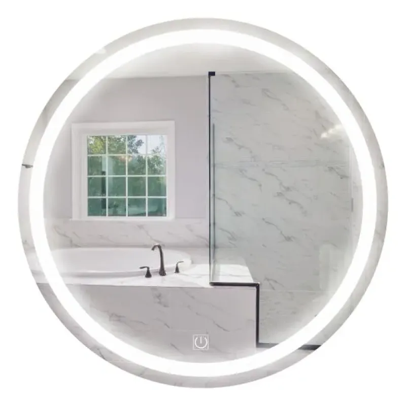 Espejo circular con luz LED para baño moderno