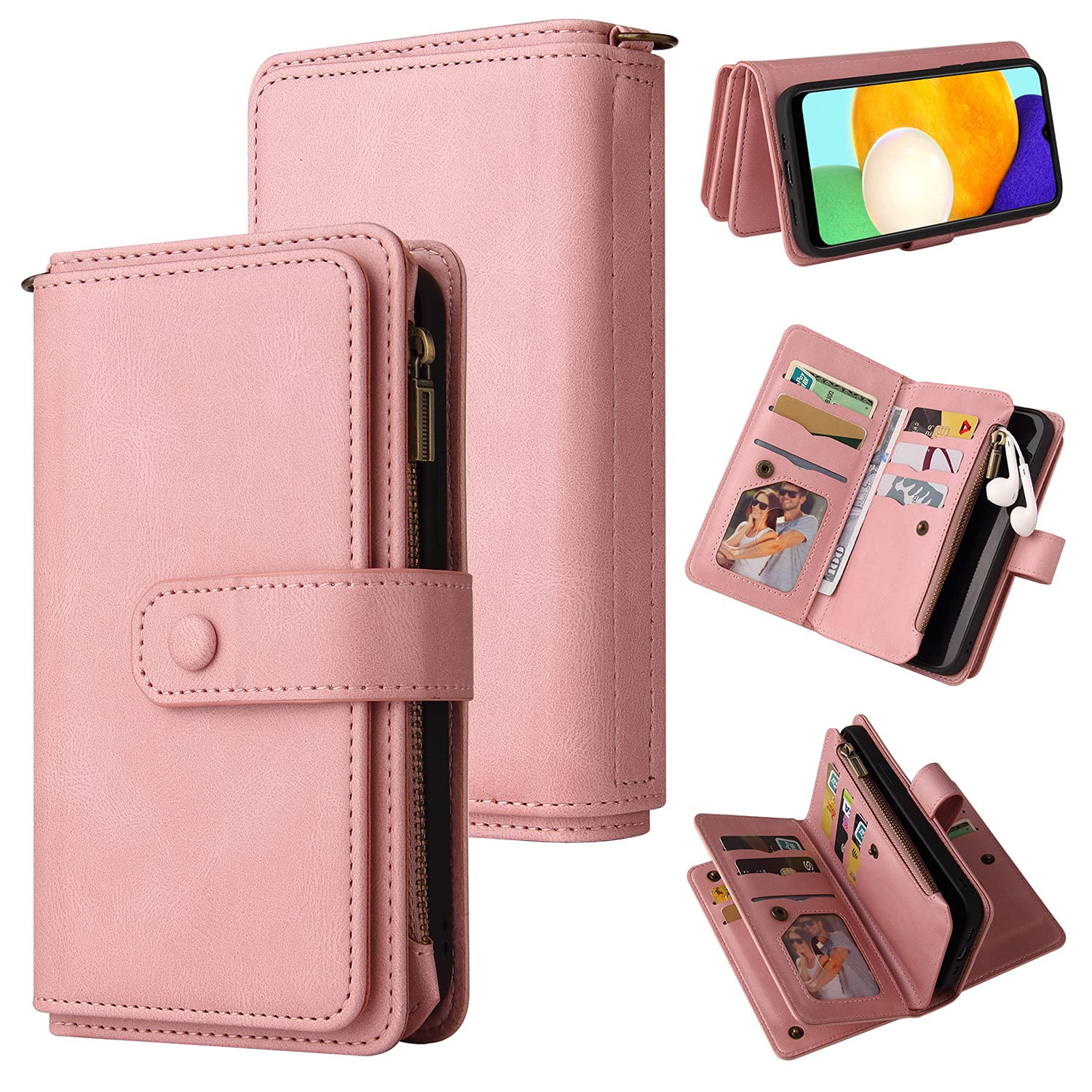 Funda tipo cartera para celular con tarjetero y tapa frontal